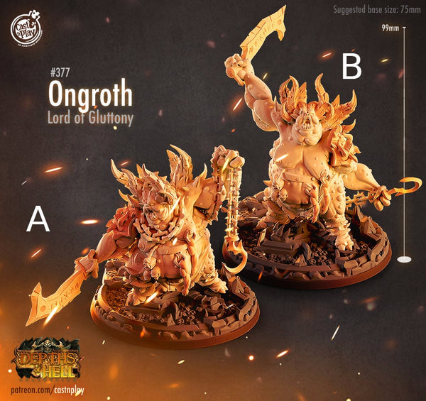Ongroth Lord of Gluttony  Cast N Play Depths of Hell 3d Printed Miniature