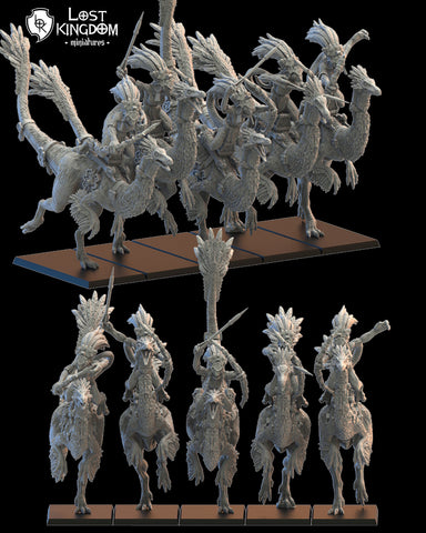 Saurian Ancients (Cuetzpal) - Gallillimus Kuaxotl Riders By  Lost Kingdom Miniatures