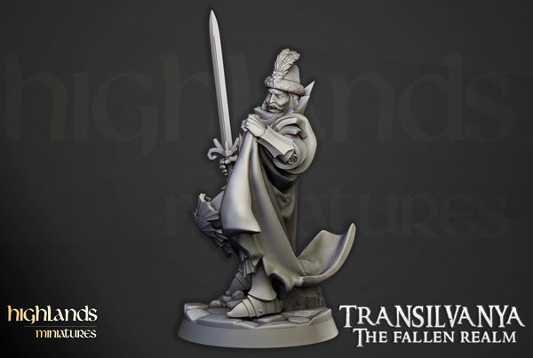 Transilvanya the Fallen Realm - Vlad Valacari  Vampire hero by Highlands Miniatures
