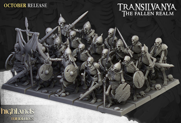 Spectres of Transilvanya - Skeleton  Swordsmen Warriors  by Highlands Miniatures