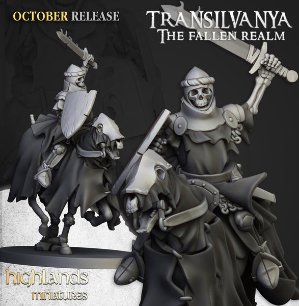 Spectres of Transilvanya  - Mounted Skeleton Unit  by Highlands Miniatures